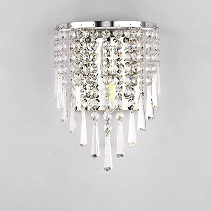 BowLift | Modern Luxury Semi-Round Octagonal Pearl Stainless Steel Crystal 1-Light Wall Sconce Lamp for Living Room