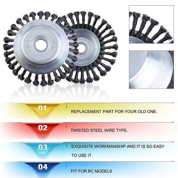 SteelTwist Weed Brush – 360° Trimmer Blade of Braided Steel (15 cm) | Bowlift