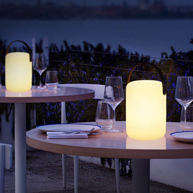 Modern Simplicity Plastic Round Square Hand LED Table Lamp For Outdoor Patio | Bowlift