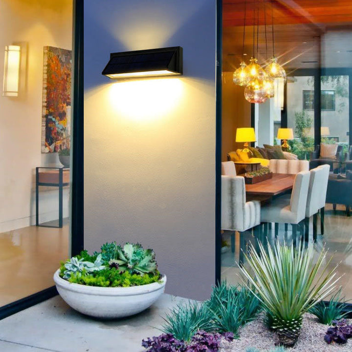 Outdoor Solar Waterproof Rectangular Slant LED Patio Wall Sconce Lamp | Bowlift