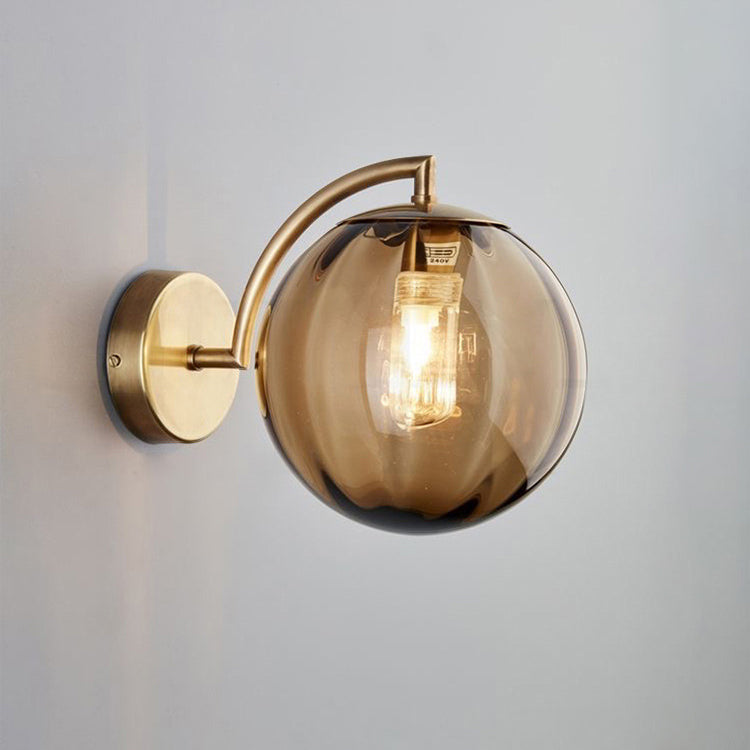 BowLift | Contemporary Scandinavian Round Ball Iron Glass 1-Light Wall Lamp for Living Room