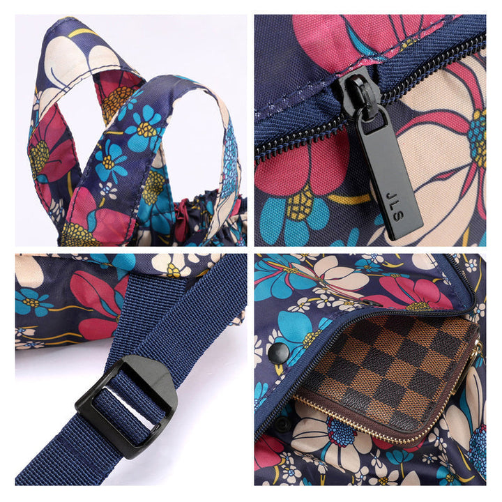 Foldable Printed Nylon Backpack with Drawstring | Bowlift