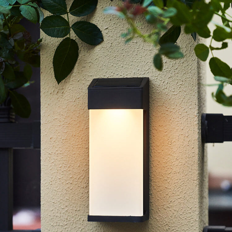 Solar Square Frosted Glass Waterproof Outdoor LED Wall Sconce Lamp | Bowlift