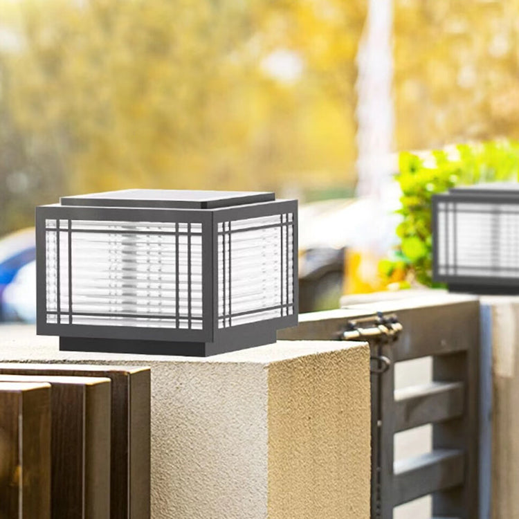 Traditional Chinese Square Aluminum Glass 1-Light Post Head Light For Garden | Bowlift