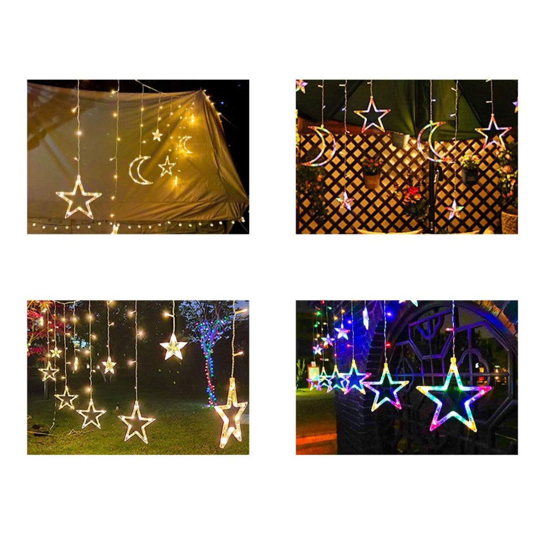 BowLift | LED Solar Star Moon Curtain Light  Christmas Outdoor Patio Decorative Camping String Lights