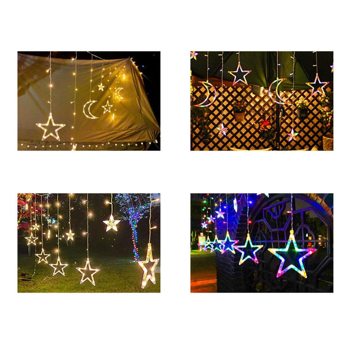 BowLift | LED Solar Star Moon Curtain Light  Christmas Outdoor Patio Decorative Camping String Lights