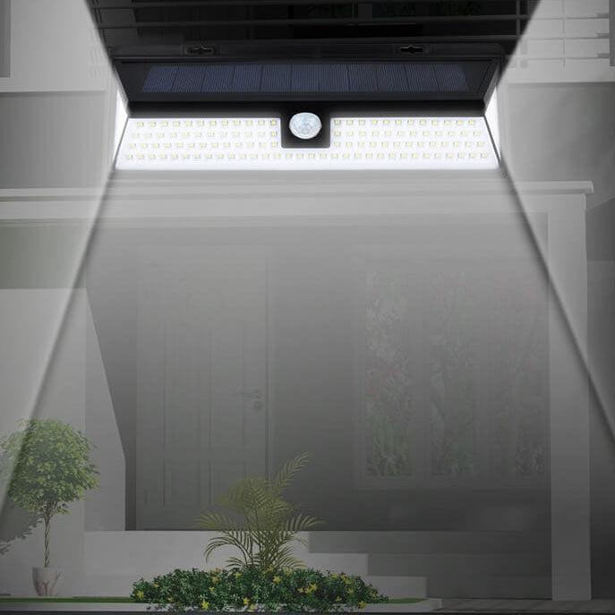 Modern Black Rectangular Human Sensor Solar Waterproof Outdoor Garden LED Wall Light | Bowlift