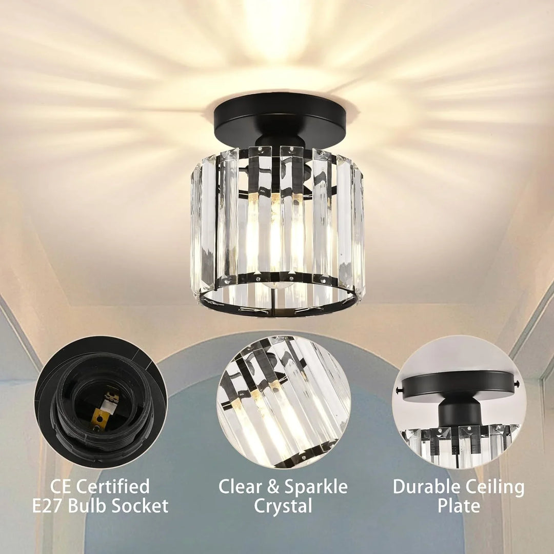 BowLift | Modern Crystal Ceiling Light with Gold and Black Accents – Stylish Lighting for Your Home