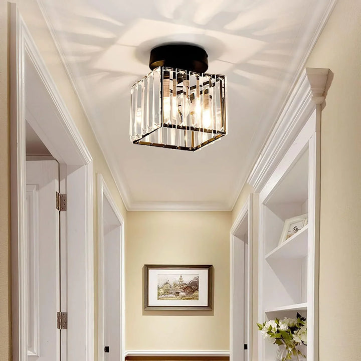 BowLift | Modern Crystal Ceiling Light with Gold and Black Accents – Stylish Lighting for Your Home