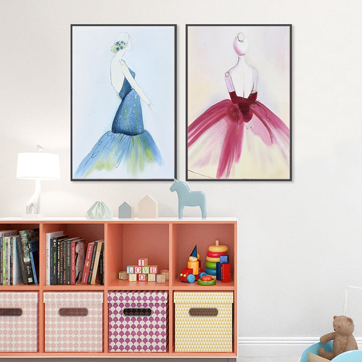 Watercolor Beautiful Dress - Canvas Wall Art Painting | Bowlift