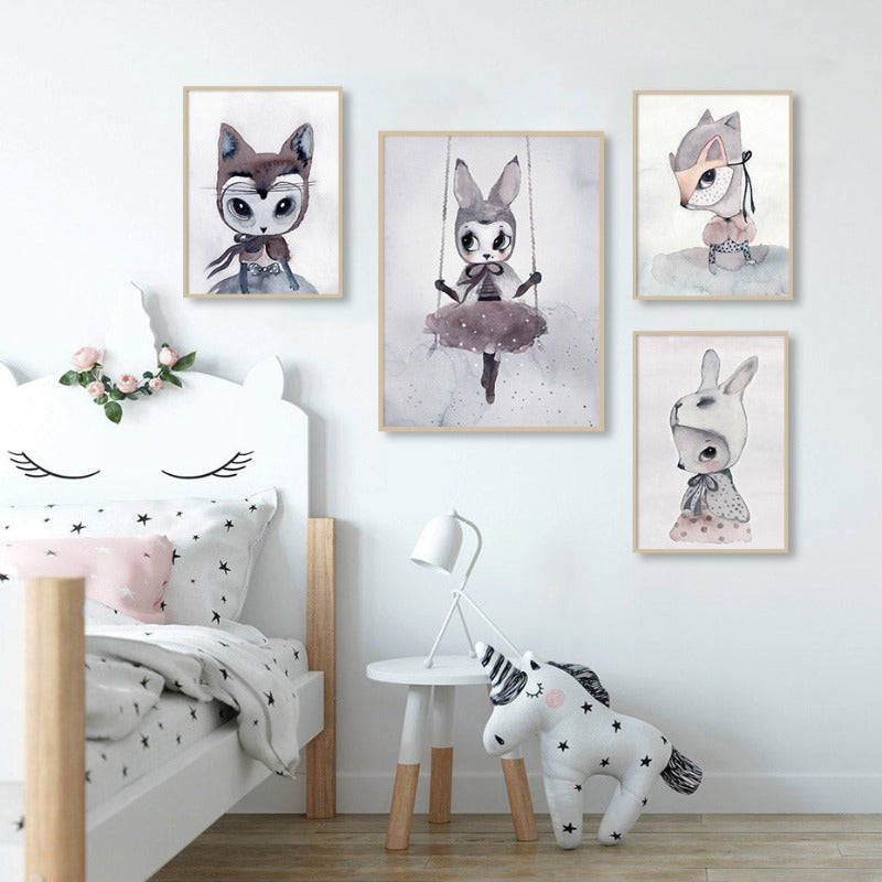 Watercolor Cartoon - Canvas Wall Art Painting | Bowlift
