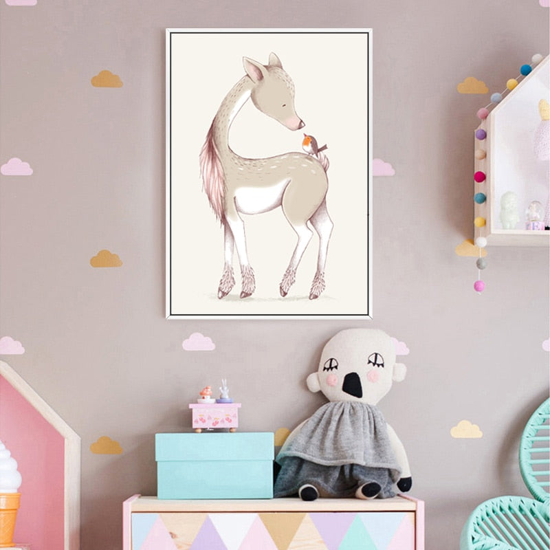 Modern Cartoon Little Animals - Canvas Wall Art Painting | Bowlift