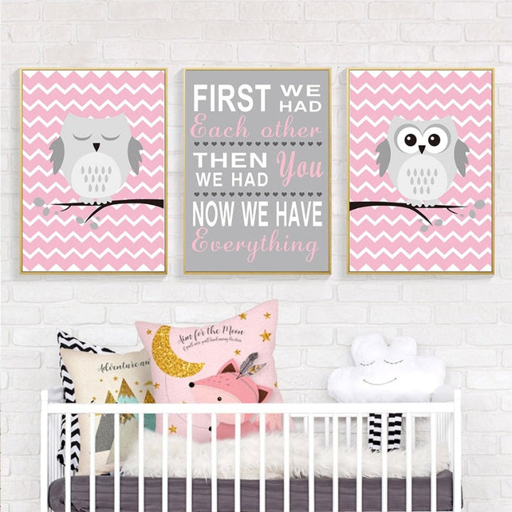 Baby Pink Owl - Canvas Wall Art Painting | Bowlift