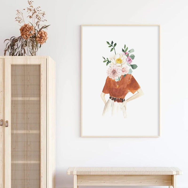 Pink Trendy Woman Print Feminine Fashion - Canvas Wall Art Painting | Bowlift