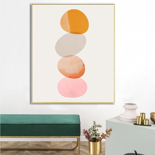 Orange Geometric Circle Stone - Canvas Wall Art Painting | Bowlift