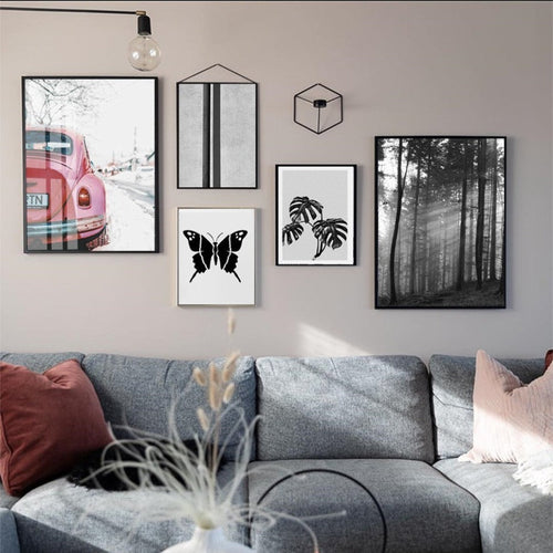 Scandinavia Abstract Car Landscape - Canvas Wall Art Painting | Bowlift