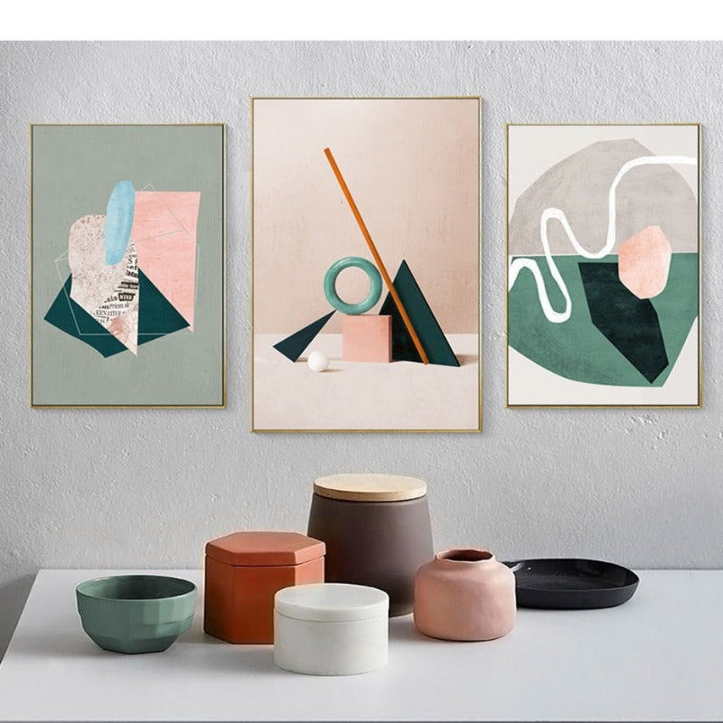 Nordic Scandinavia Abstract Geometric Canvas Painting Still Life | Bowlift