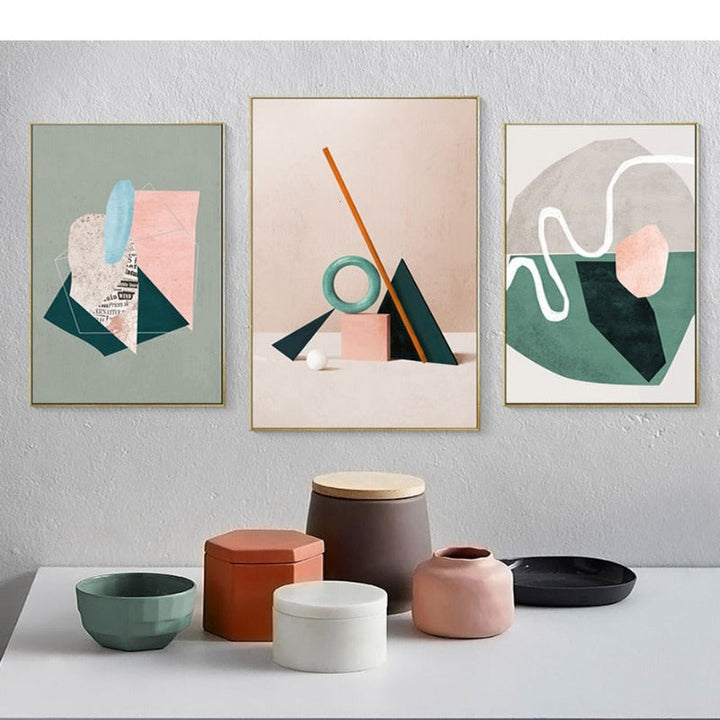 Nordic Scandinavia Abstract Geometric Canvas Painting Still Life | Bowlift