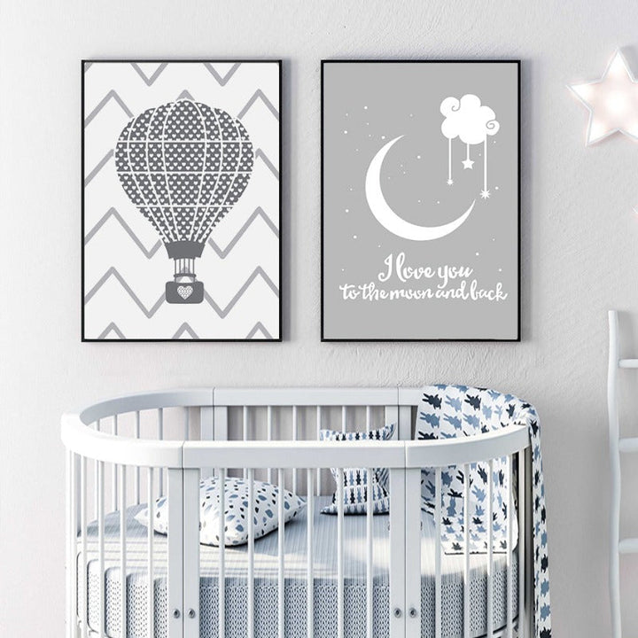 Nursery I love You To The Moon And Back Air Balloon Poster | Bowlift