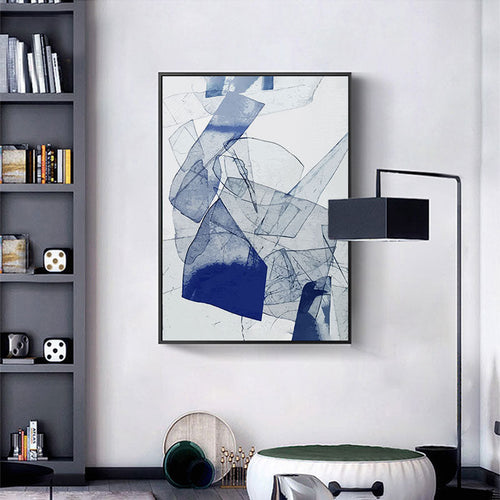 Abstract Watercolor Blue Poster and Print Nordic - Canvas Wall Art Painting | Bowlift