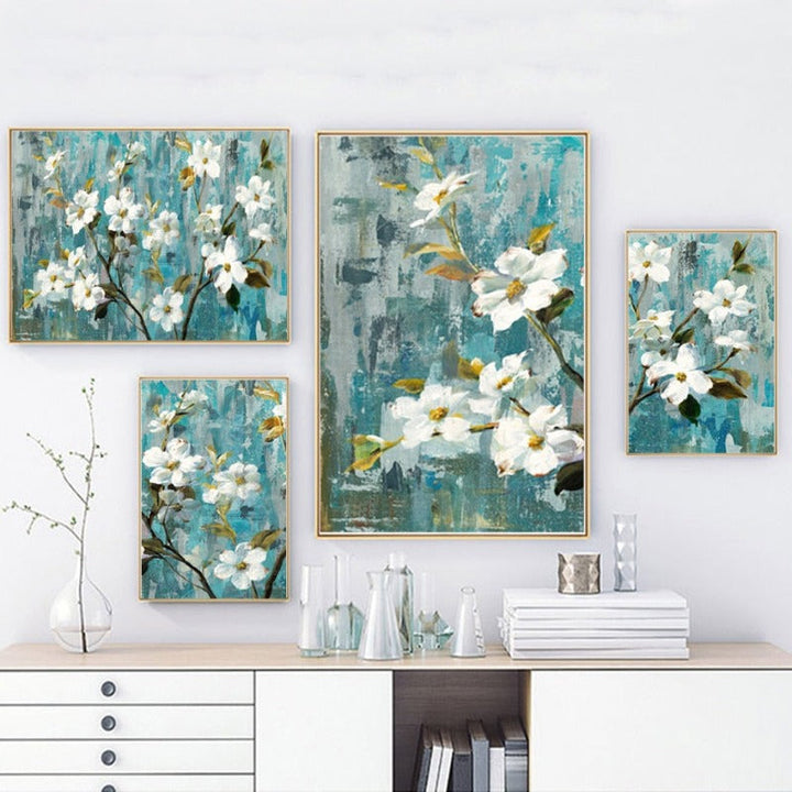 Apple White Flower Pictures - Canvas Wall Art Painting | Bowlift