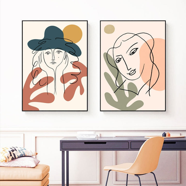 Scandinavia Abstract Figure Plants Pictures Wall Art - Canvas Wall Art Painting | Bowlift