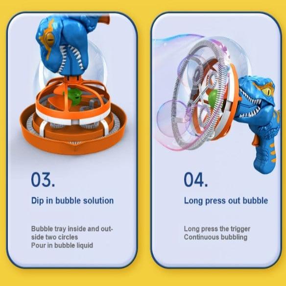 BowLift | Kids Dinosaur Bubble Blaster | Portable Bubble Machine | 1000+ Bubbles/Min