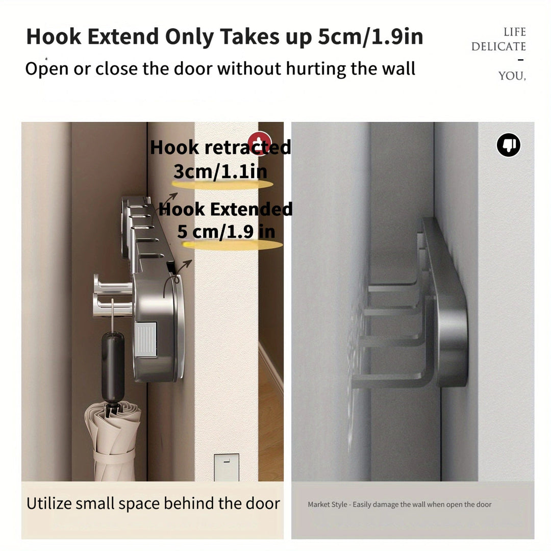 Wall Hook Panel Without Drilling – OrganizePlus Hidden 5-Hook Rack | Bowlift