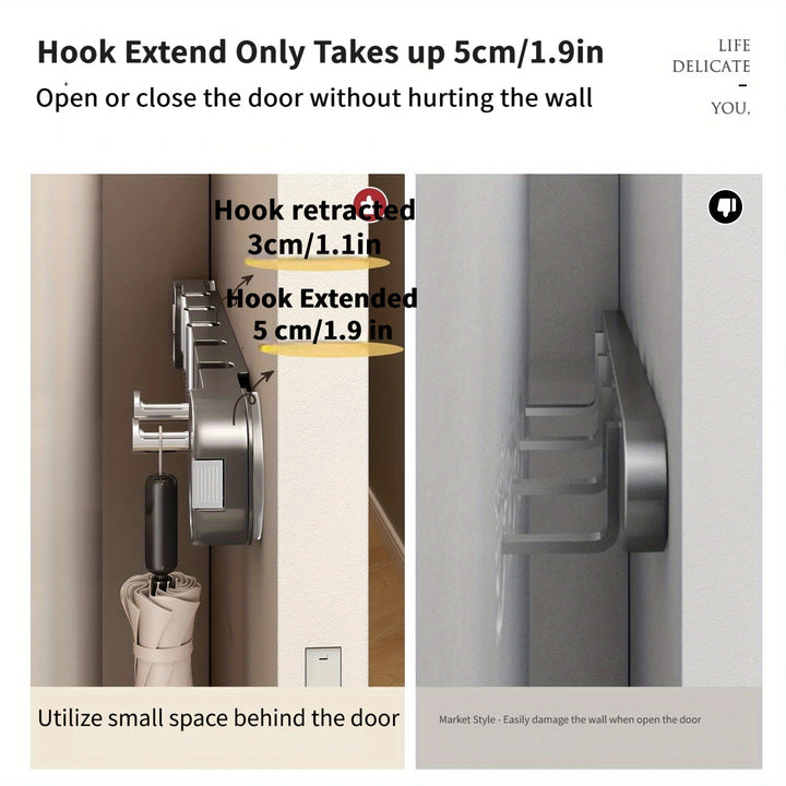 Wall Hook Panel Without Drilling – OrganizePlus Hidden 5-Hook Rack | Bowlift