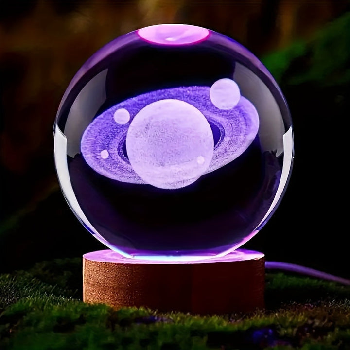 LumiSphere - Luxury 3D Crystal Table Lamp with Wooden Base Bowlift