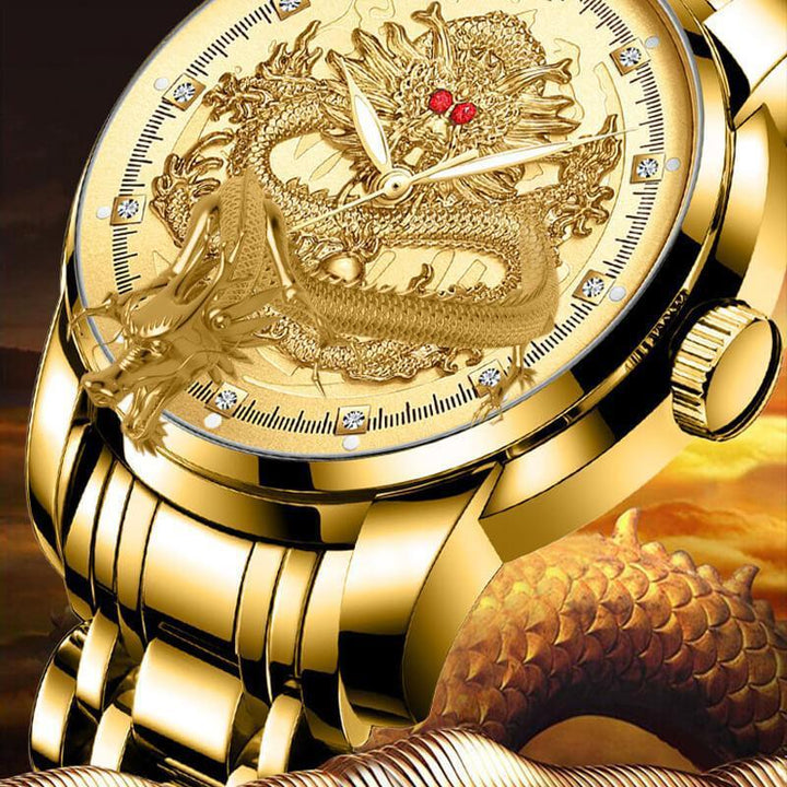 BowLift | Embossed Golden Dragon Watch