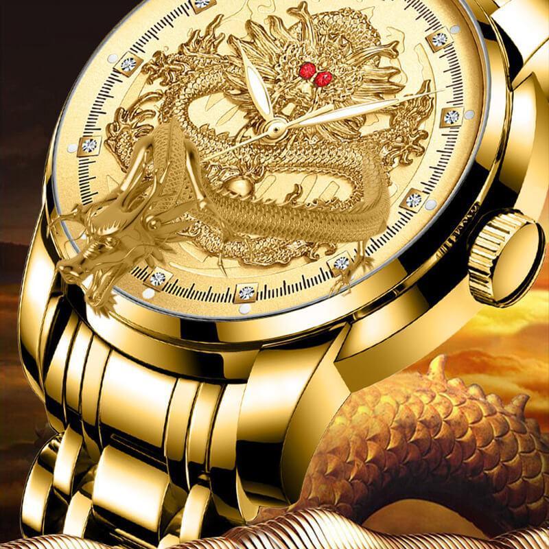 BowLift | Embossed Golden Dragon Watch