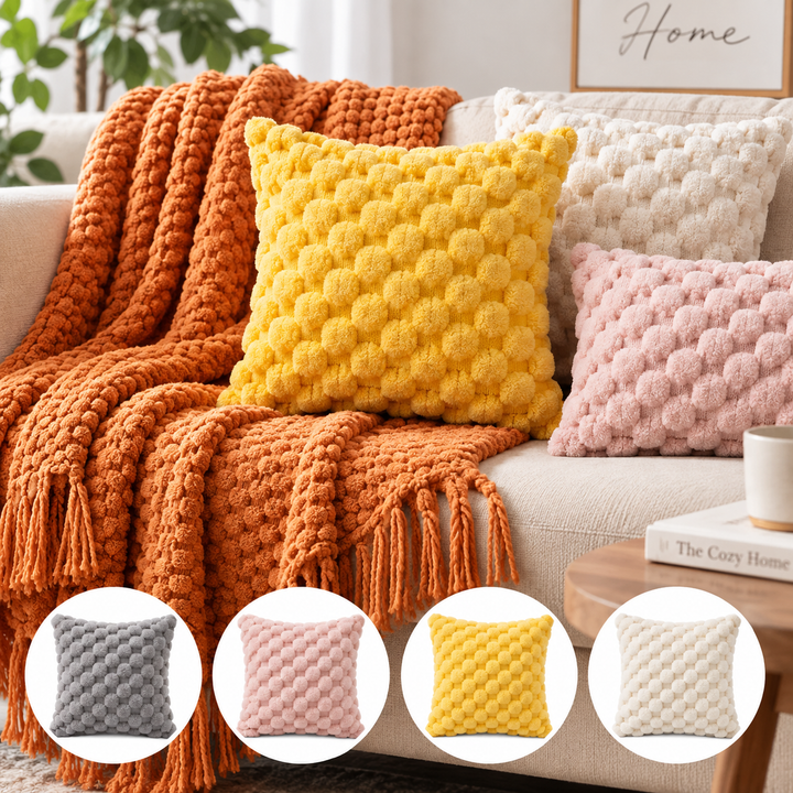 Plush Honeycomb Textured Throw Pillow Cover Set Bowlift