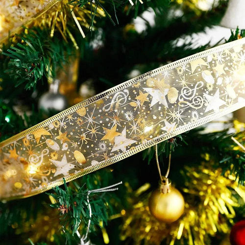 BowLift | LED Lights Hot Stamping Double-layer Ribbon Christmas Decorations