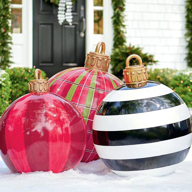 BowLift | Christmas Ornament Ball Outdoor Pvc 60CM Inflatable Decorated Ball PVC Giant Big Large Balls Xmas Tree Decorations Toy Ball