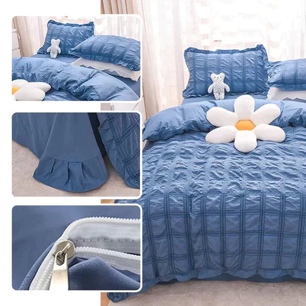 Icy Seersucker Summer Cool Quilt Lace 4-piece Set | Bowlift
