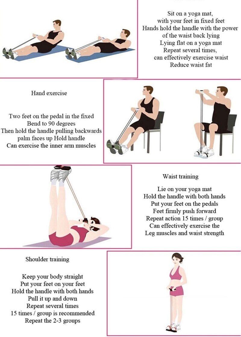 BowLift | 21 Fitness Resistance Bands-4 Tube Pedal Ankle Puller