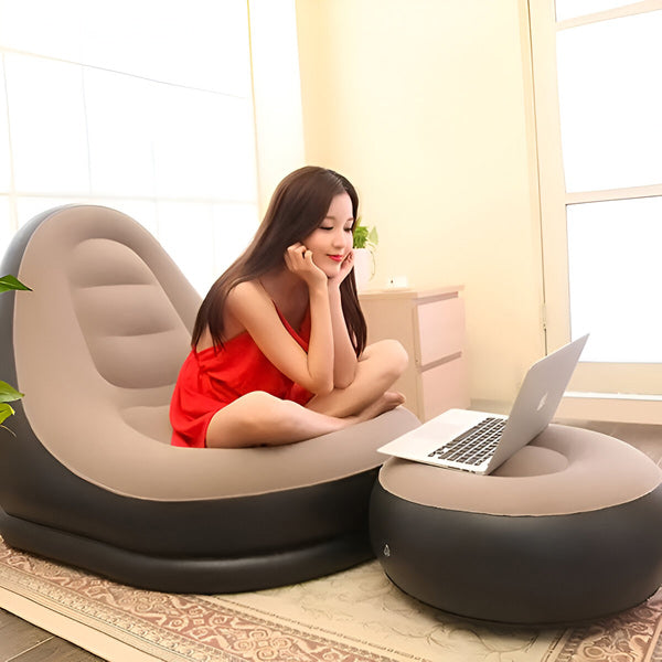 BowLift | RelaxSeat Inflatable Lounge Chair with Footrest – Indoor & Outdoor Comfort