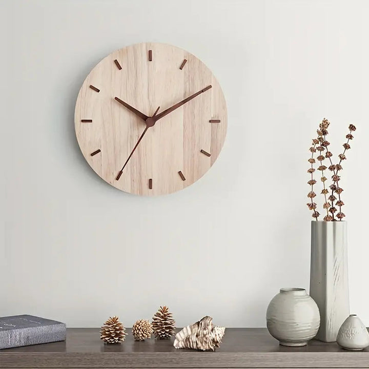 Minimalist aesthetic wall clock made of wood Bowlift