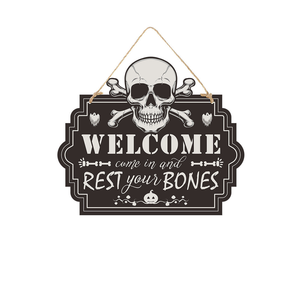 BowLift | Halloween Door Sign – Wooden Look Plates with Pumpkin, Skull, and Witch Designs
