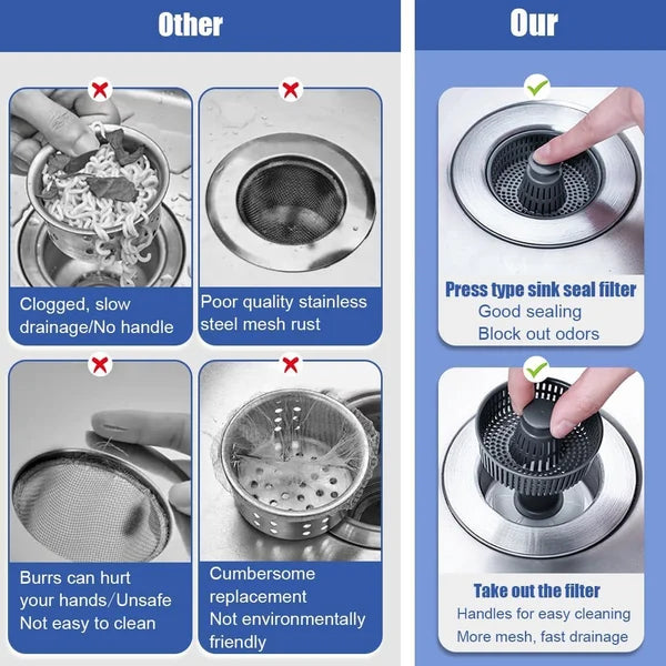 BowLift | Drain Strainer & Stopper | 304 Stainless Steel + ABS | Anti-Clog Basket | Fits Standard Kitchen Sinks