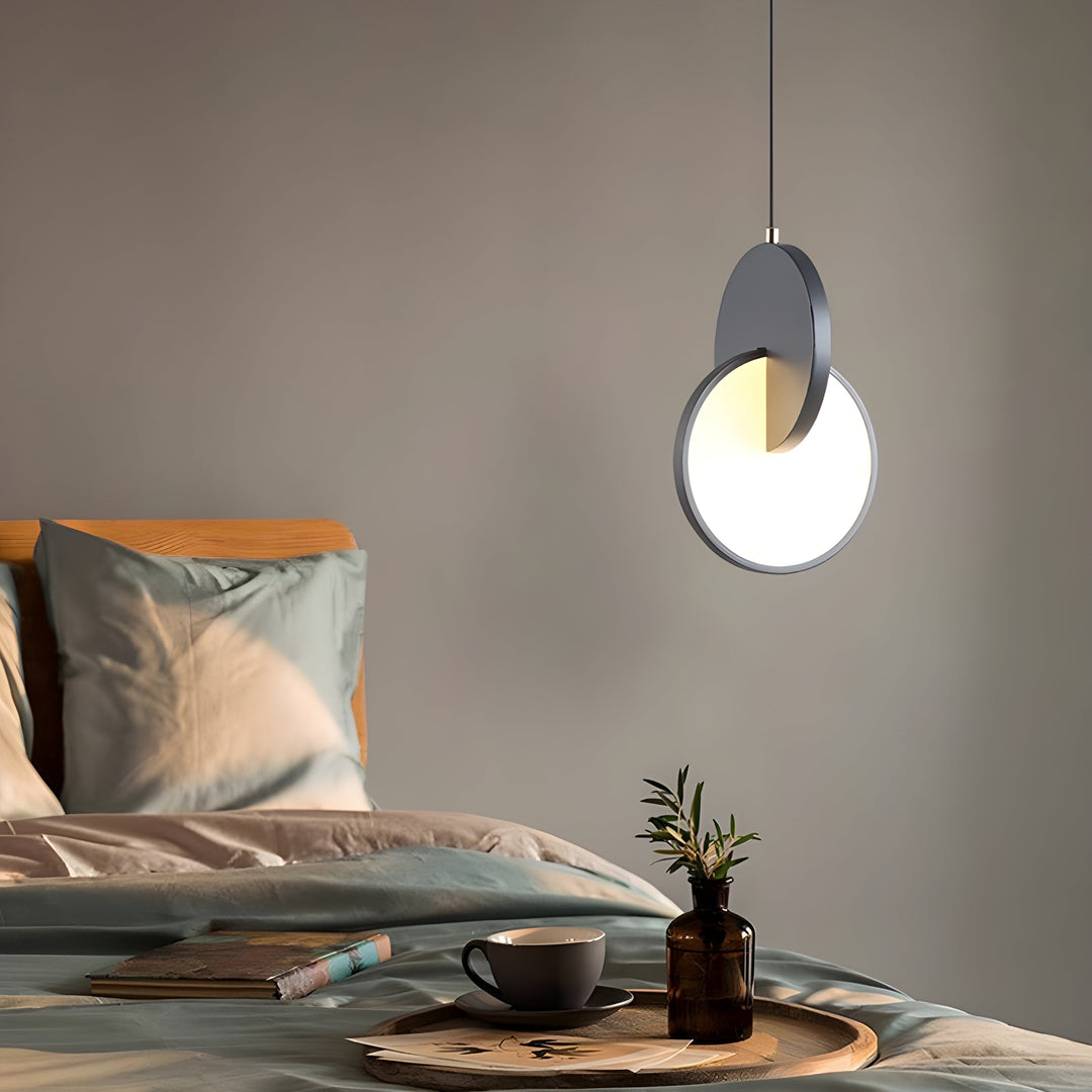 Modern Scandinavian LED Pendant Lamp with Round Frame and Warm Glow Bowlift