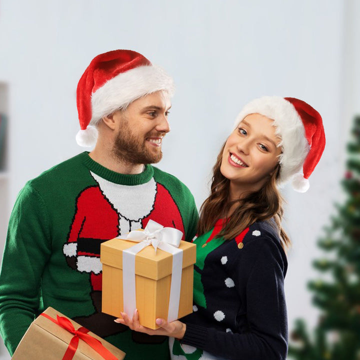 BowLift | Illuminated Christmas Hat with LED Lights – Soft Plush Santa Hat with Color Lights