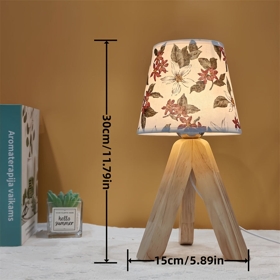 FloralGlow Lamp - Elegant LED Table Lamp with Wood Bowlift