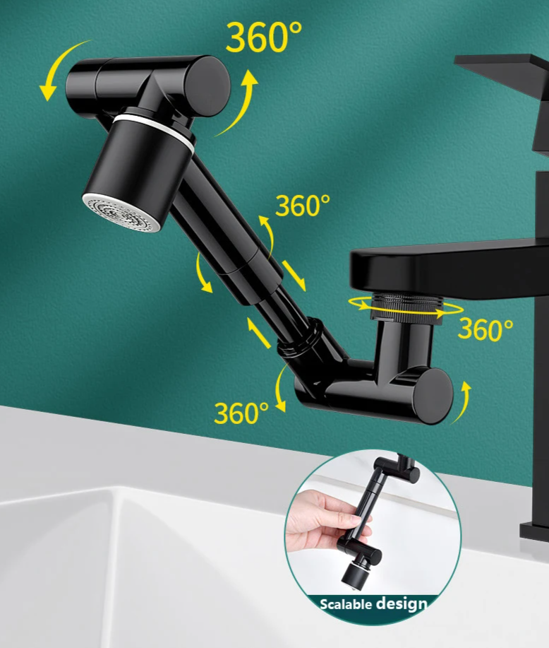 FlexiFlow 360° rotatable and extendable faucet head Bowlift