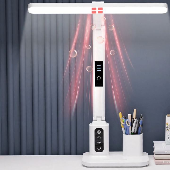 Full-spectrum desk lamp with red light technology