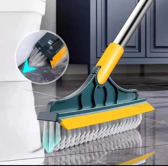 2 In 1 Floor Scrub Brush with Window Squeegee 120 Degrees Rotatable Long Handle Bowlift