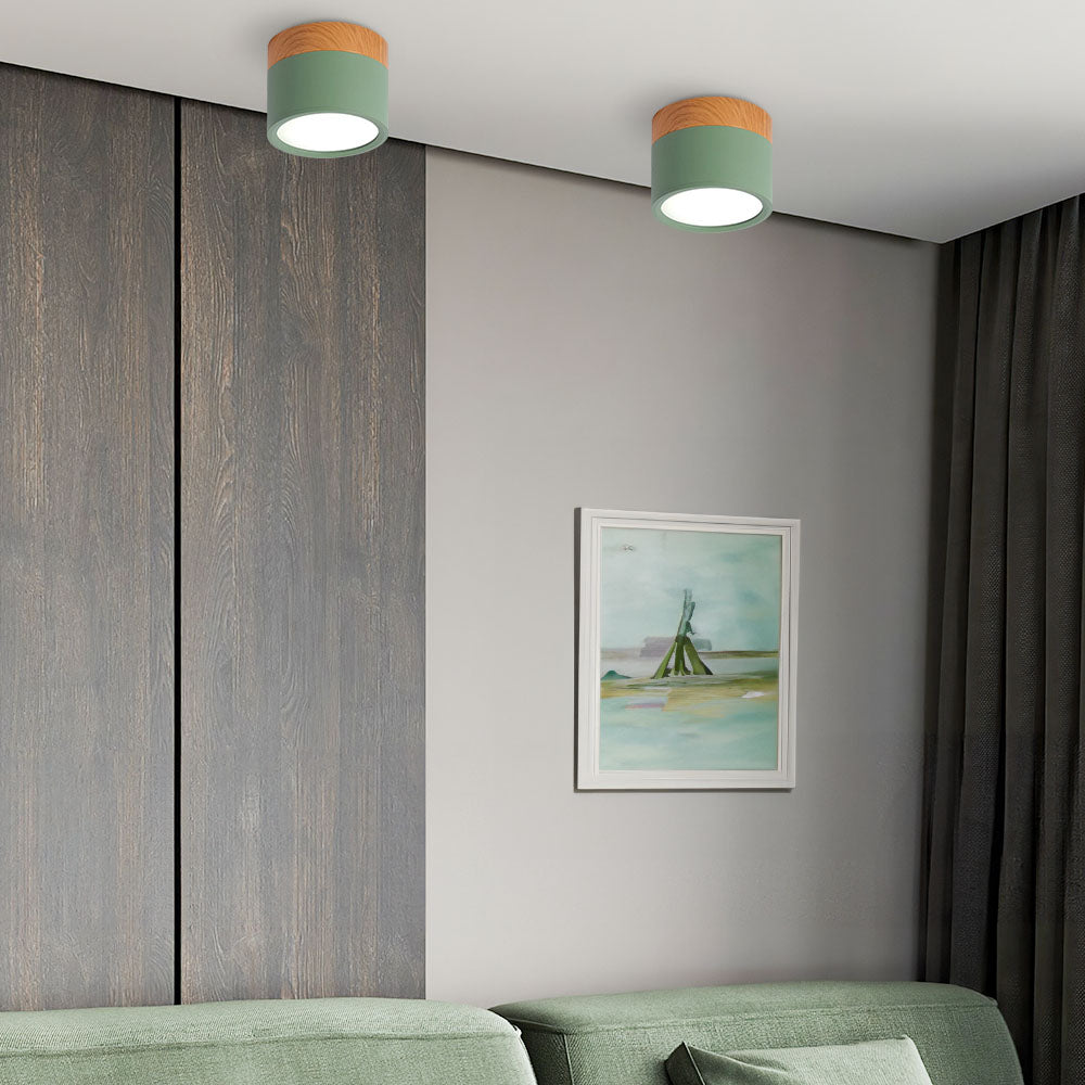 BowLift | Ceiling Light with Pink Flush Wood Finish