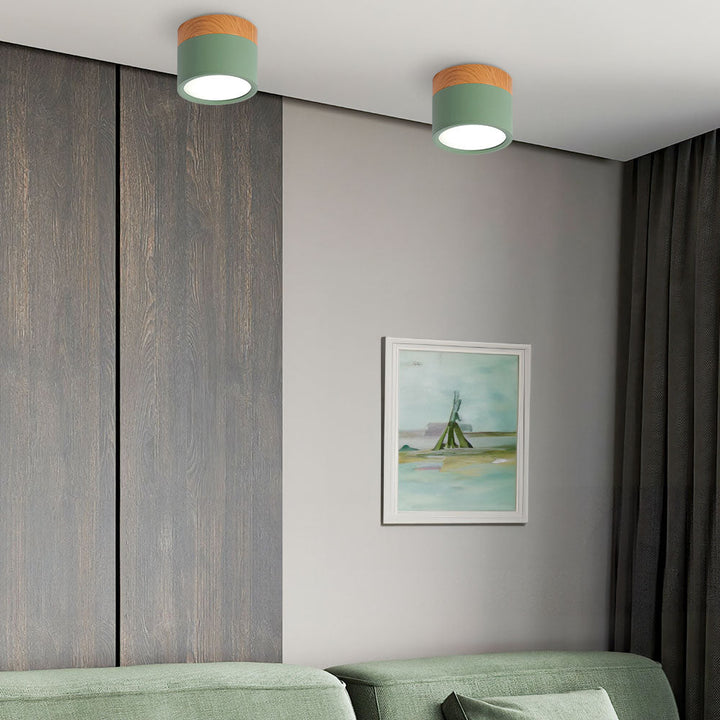 BowLift | Ceiling Light with Pink Flush Wood Finish