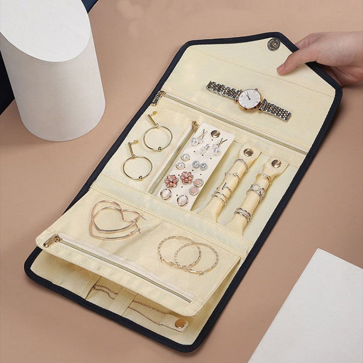 BowLift | Foldable Jewelry Storage Bag, Roll Up Organizer Pouch, for Necklaces, Earrings, Bracelets, Rings, Chains, Brooches and More